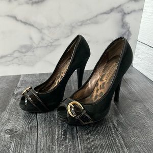 Steve Madden LIZZIE black suede platform pumps